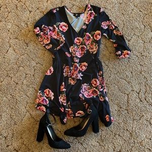 Floral Faux Wrap Dress